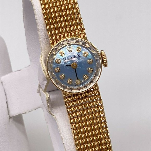 SALE! ROLEX 14K GOLD W/ DIAMONDS! BLUE FACE! WOW!! - Picture 1 of 5